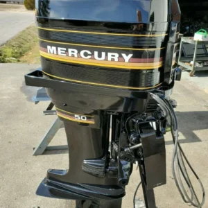 1985 Mercury 50 HP 4 Cylinder 2 Stroke 20″ Tiller Outboard Motor